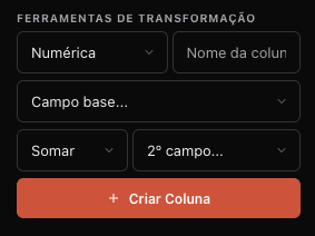 Print da Gaveta da Esquerda aberta na secção de Ferramentas de Transformação